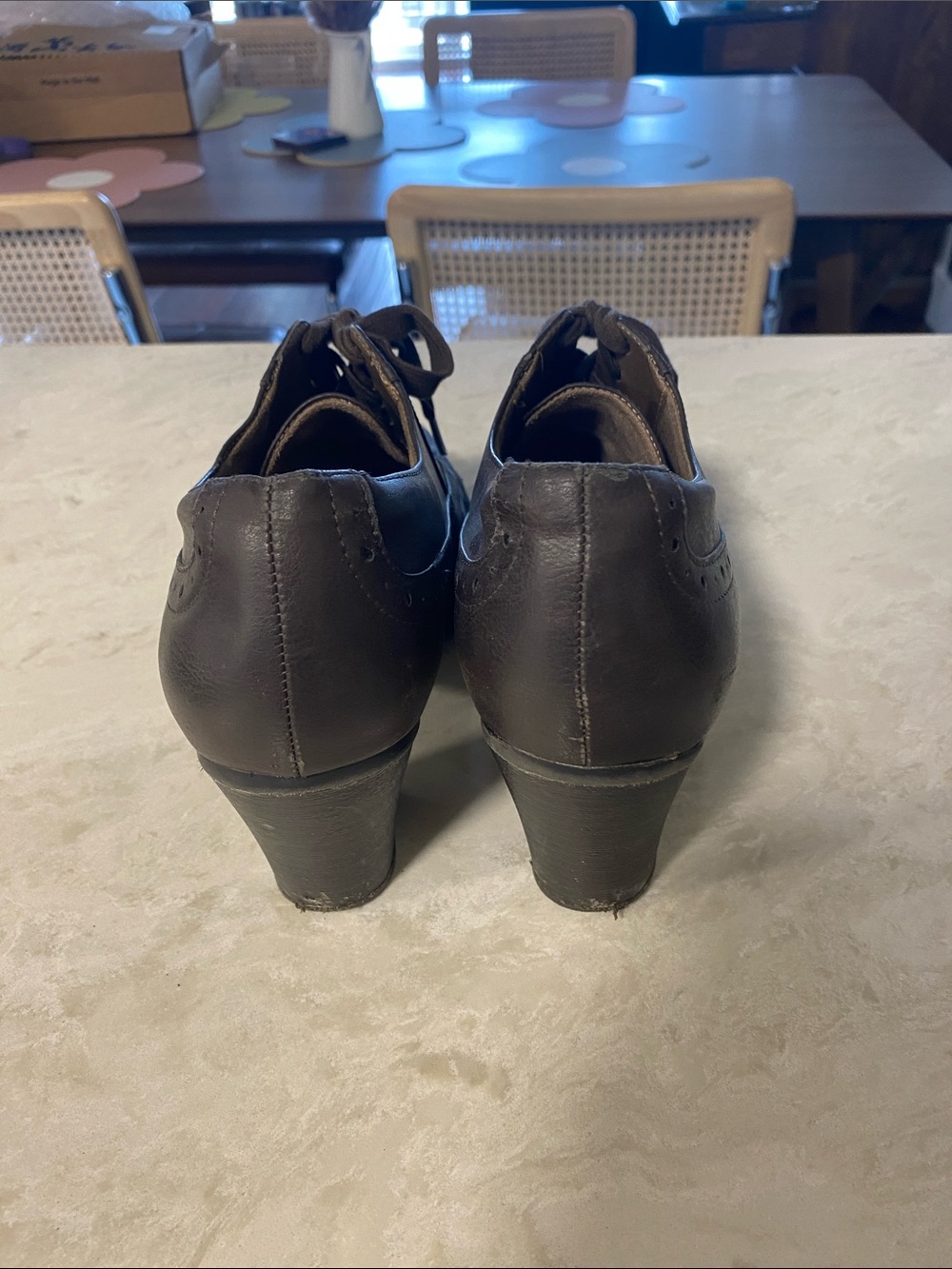 Brown Heeled Oxfords - Picture 3 of 5